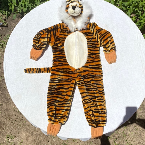 Rubies Tiger Kids Costume - Jumpsuit With Hood & Tail, Size 7-8 Years For Halloween & Dress-Up